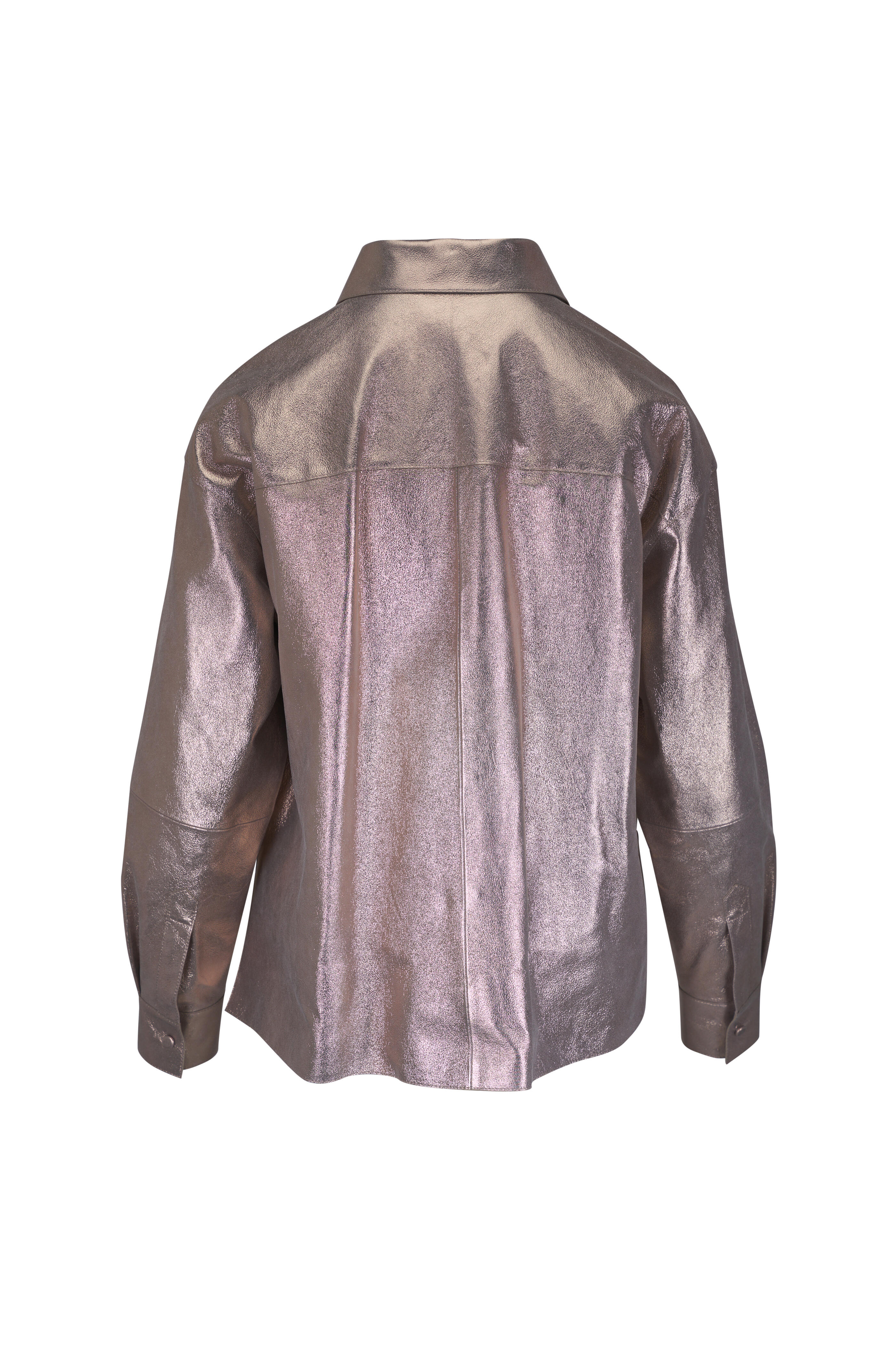 Lafayette 148 New York - Metallic Stardust Suede Oversized Boyfriend Shirt