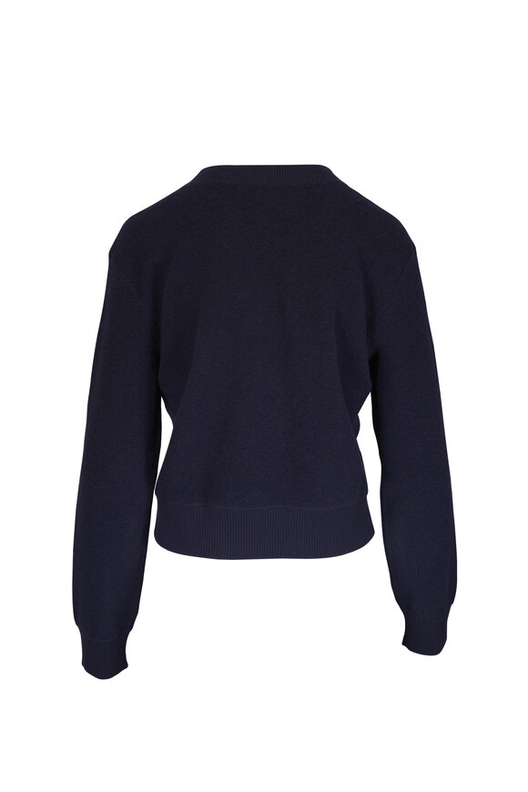 Loewe Navy Blue Logo Embroidered Wool Crewneck Sweater - view 3