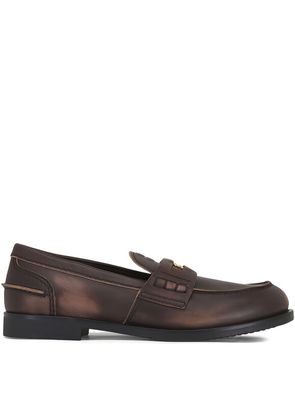 Miu Miu Black Brushed Leather Penny Loafer - view 5