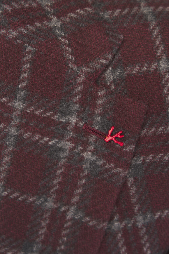 Isaia Burgundy Windowpane Cashmere Sportcoat - view 4