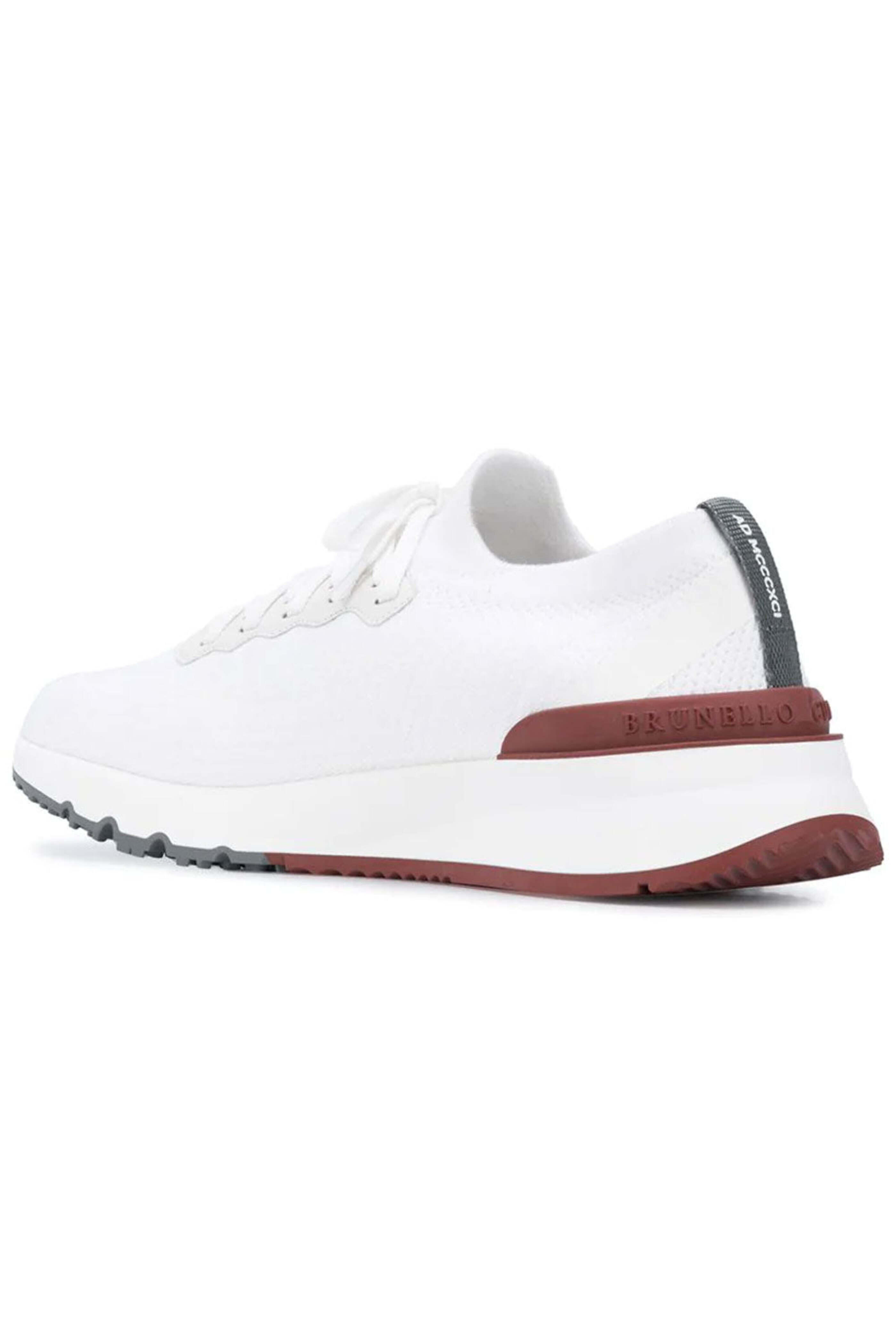 Brunello Cucinelli - White Cotton Knit Sneaker | Mitchell Stores