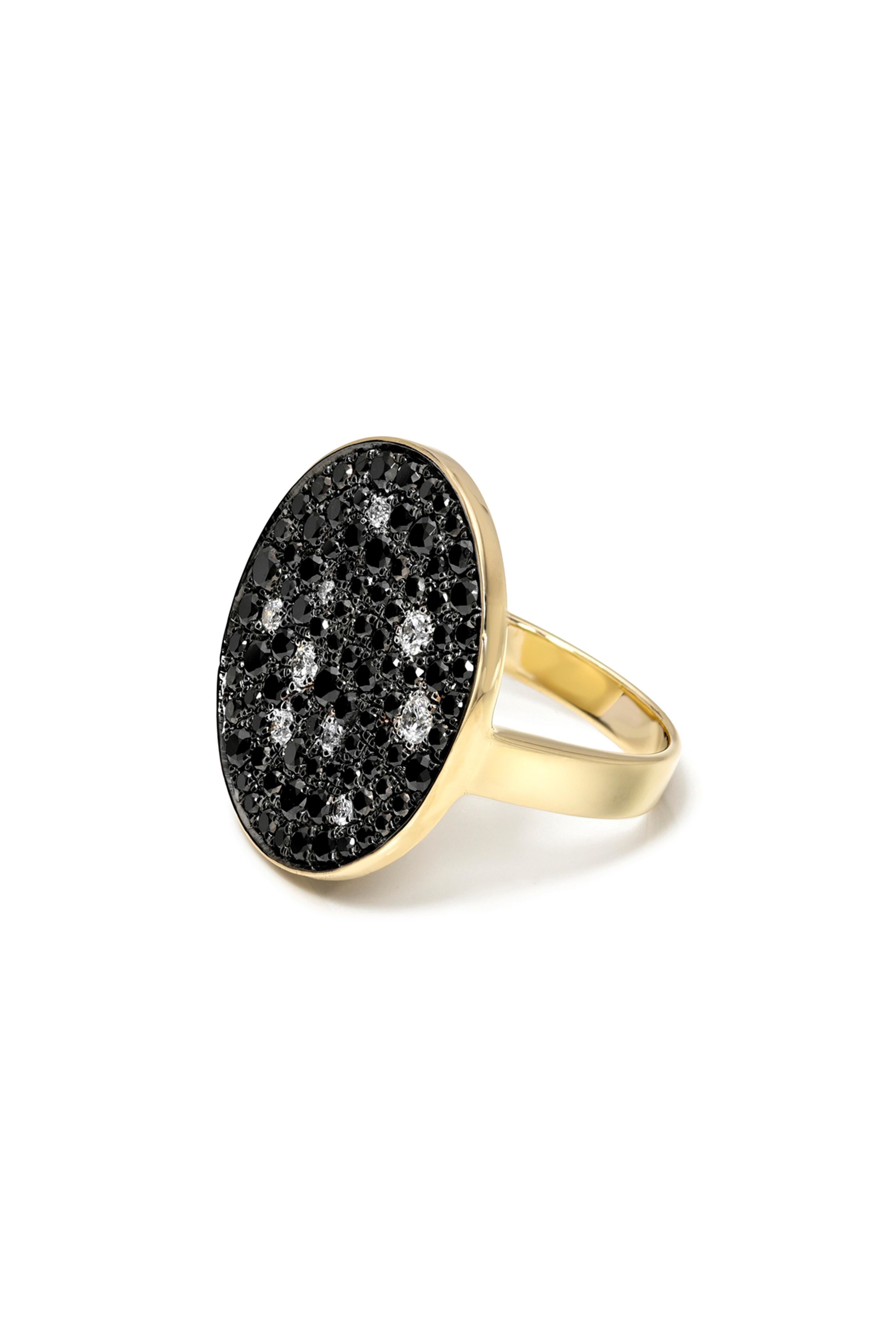 Dru - 14k Yellow Gold Black Diamond Galaxy Ring