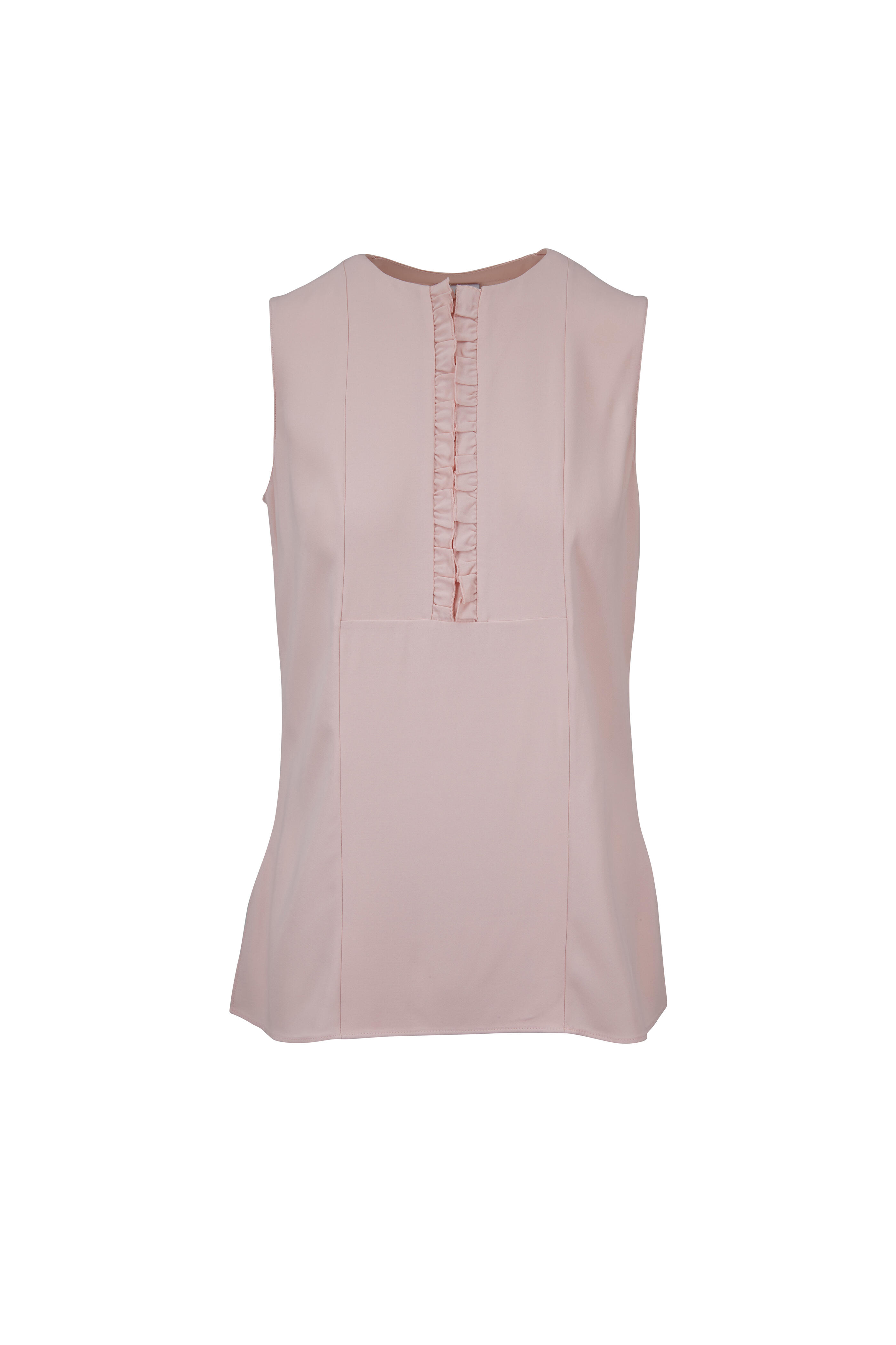 Akris Punto - Rose Pink Ruffle Front Sleeveless Blouse