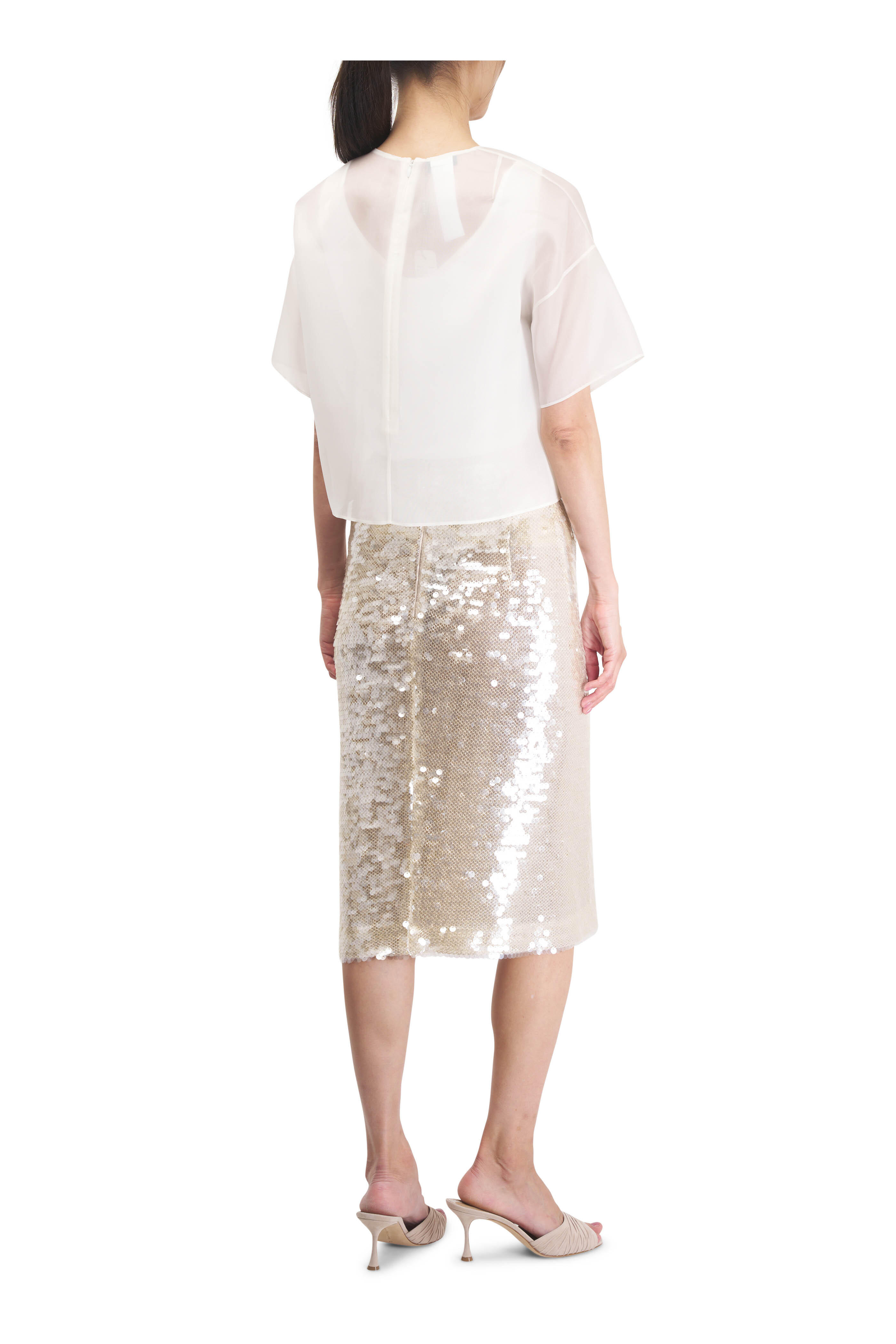 Akris - White Anemone Swarovski Embellished T-Shirt