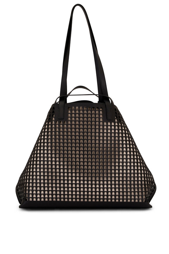 Akris - Medium Ai Black Trapezoid Lasercut Shoulder Bag