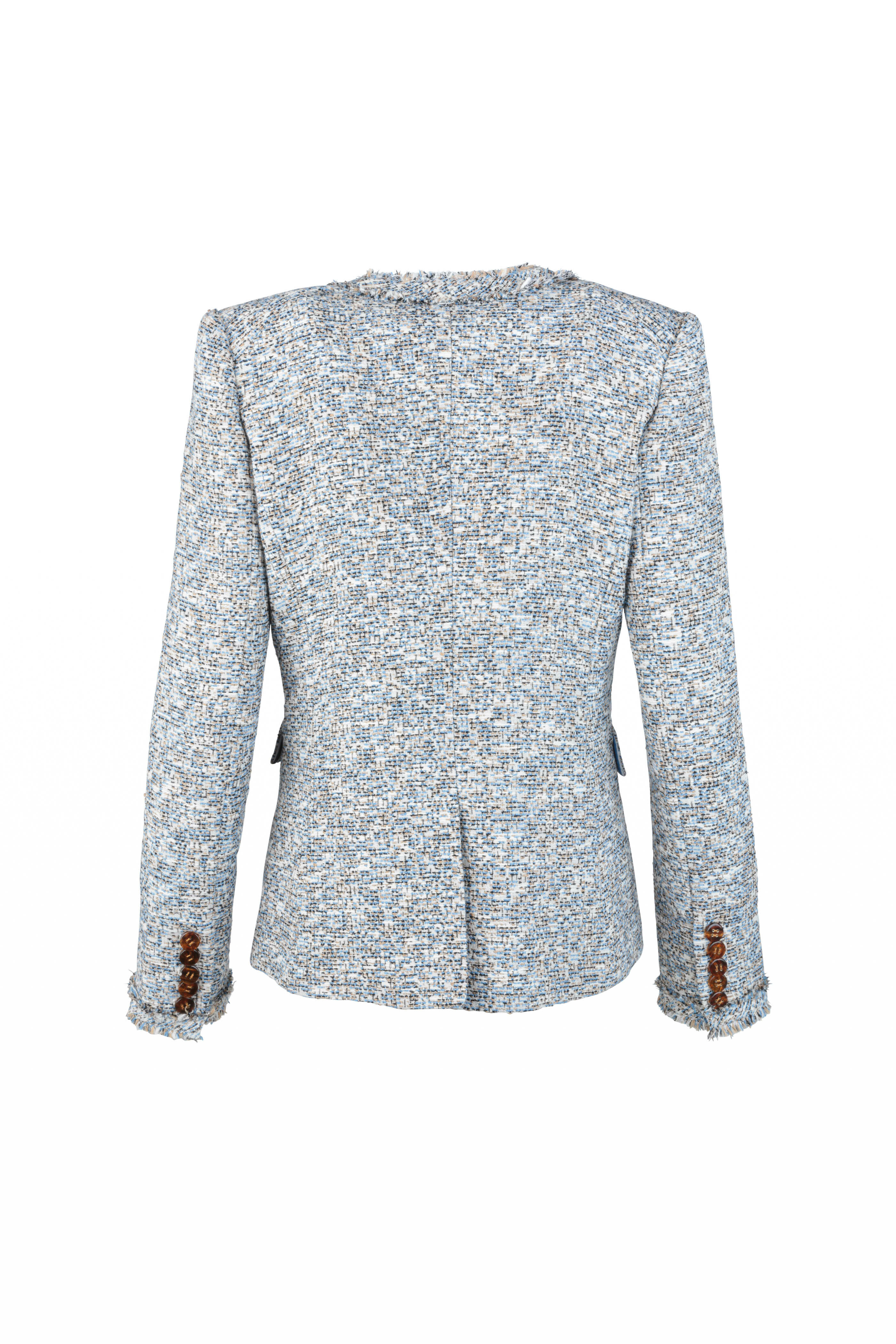 Veronica Beard - Cedric Blue Tweed Double-Breasted Dickey Jacket