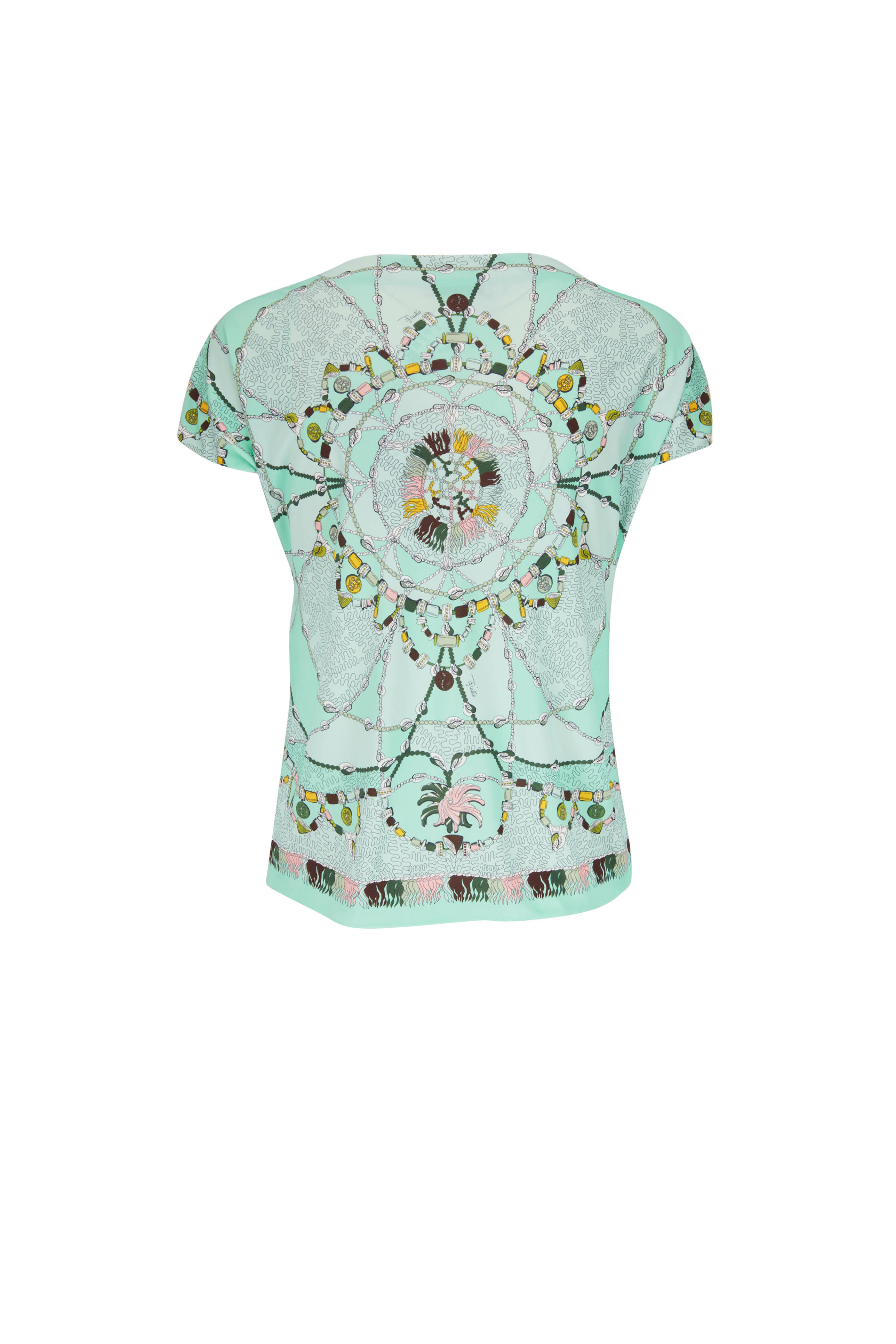 EMILIO PUCCI セーター Emilio Pucci Green and Blue Classic Print Midi Shift Dress