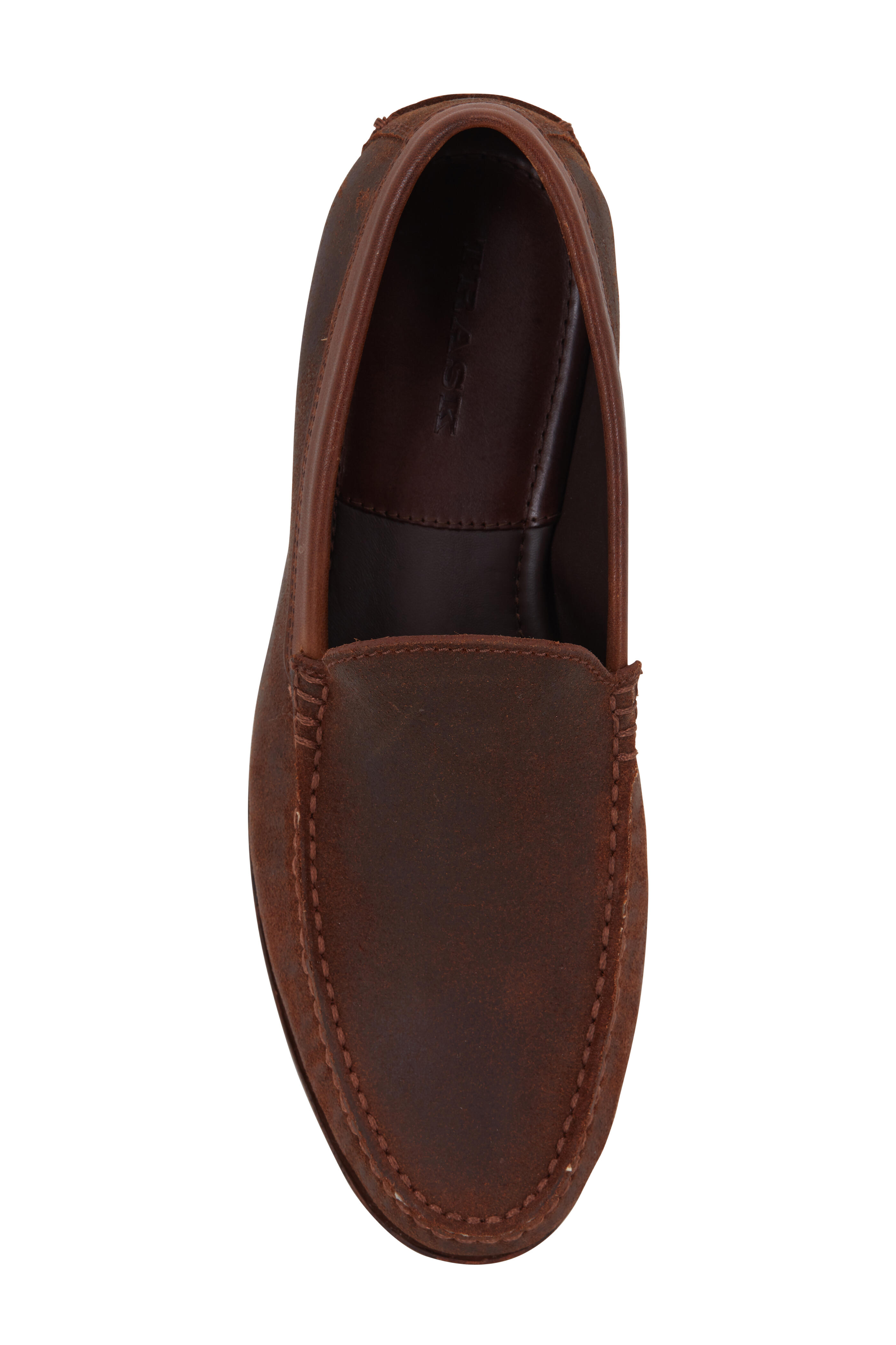 Trask Shane Brown Waxed Suede Loafer Mitchell Stores