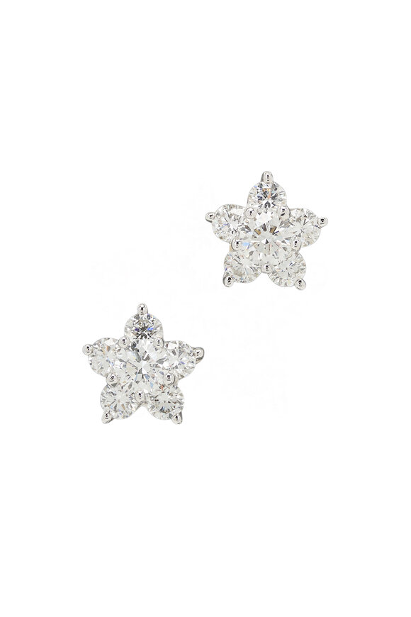 Kwiat 18k White Gold Floral Cluster Diamond Studs