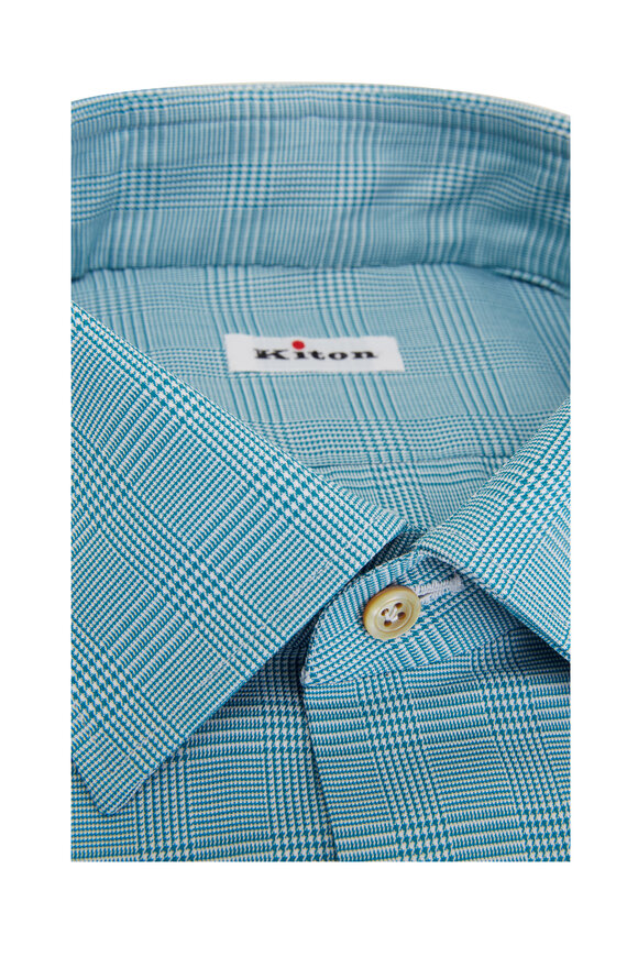 Kiton - Green Glen Plaid Dress Shirt