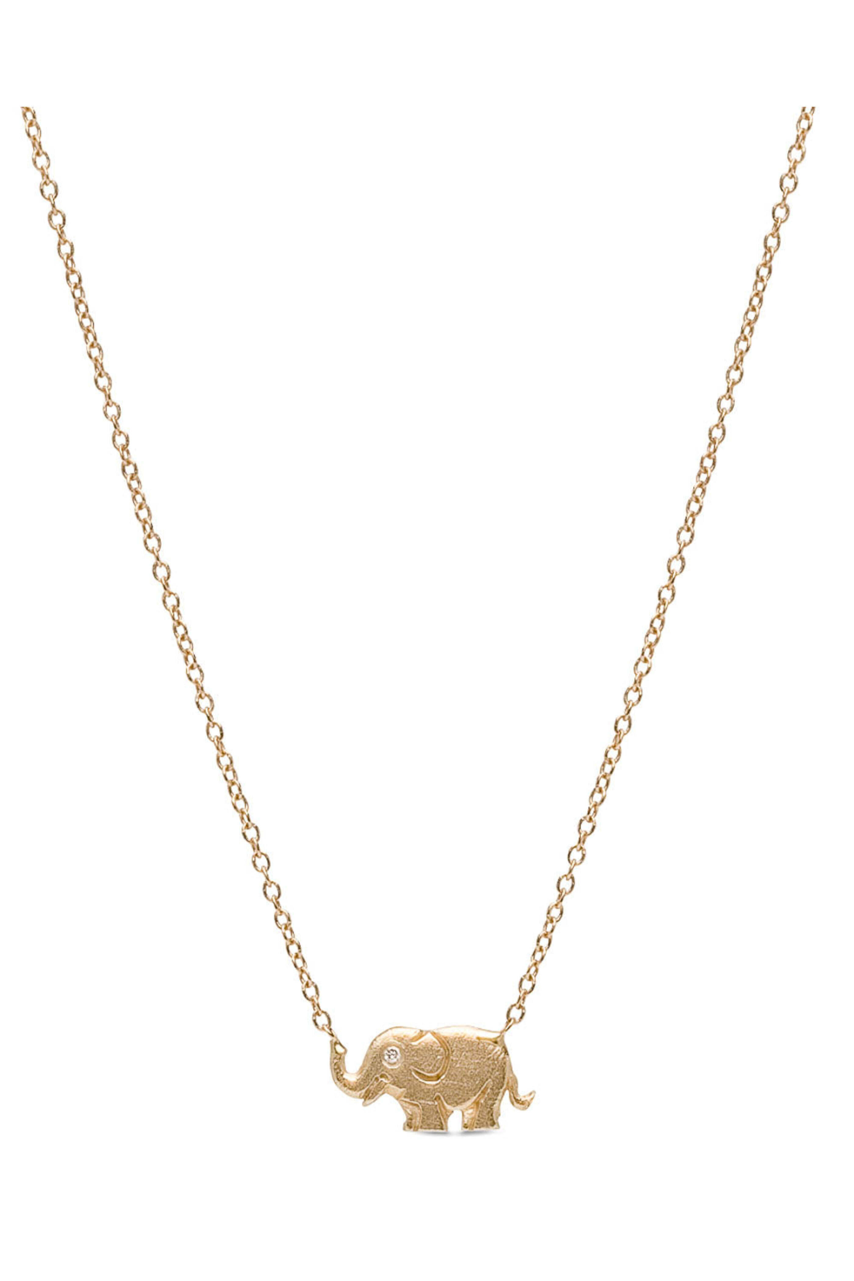 Victoria Cunningham Jewelry - Yellow Gold Diamond Elephant Pendant Necklace