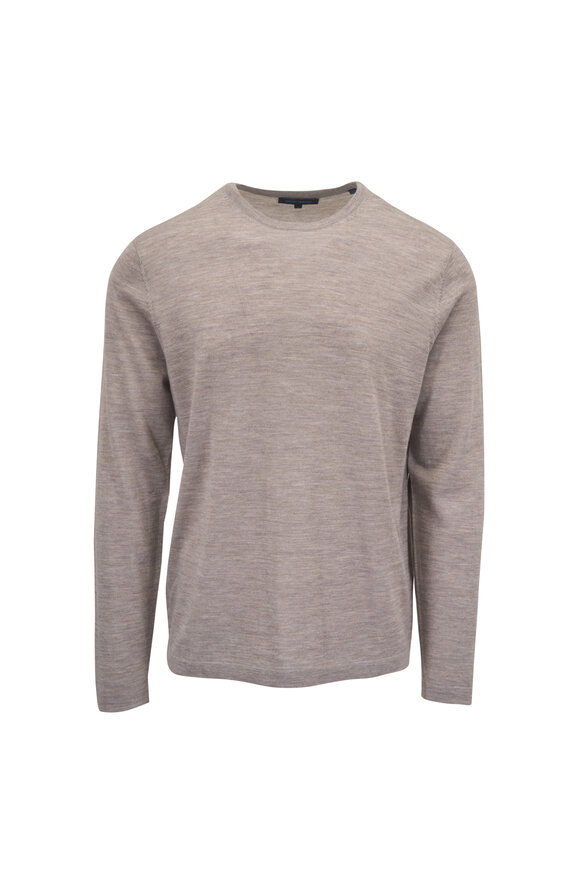 Patrick Assaraf Coffee Extra Fine Merino Wool Crewneck Sweater