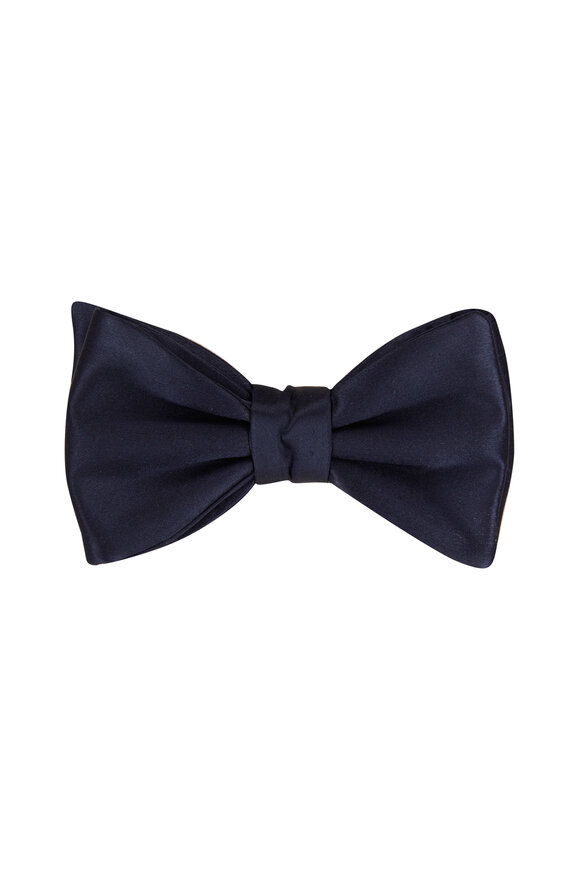 Dolce Punta Navy Satin Pre-Tied Bow Tie