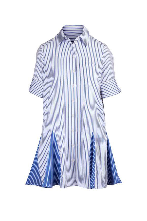Theo The Label Echo Mix Blue Stripe Shirtdress - view 1