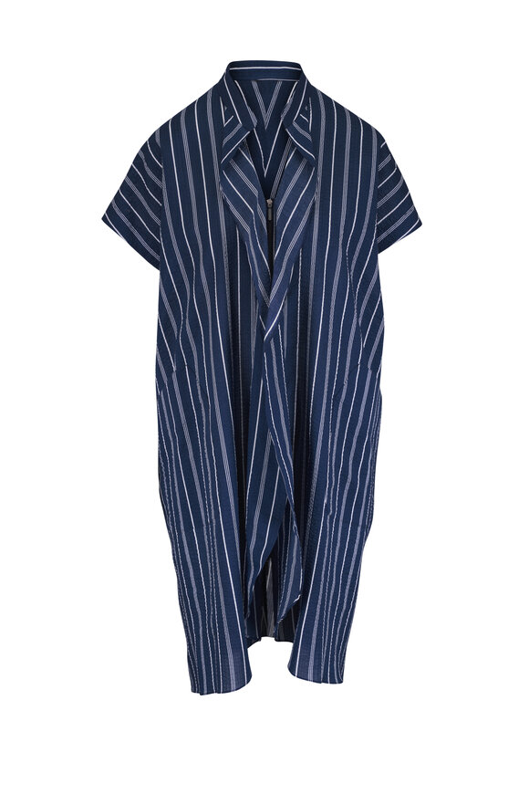 Zero + Maria Cornejo Fin Gaban Ink & White Ripple Stripe Dress