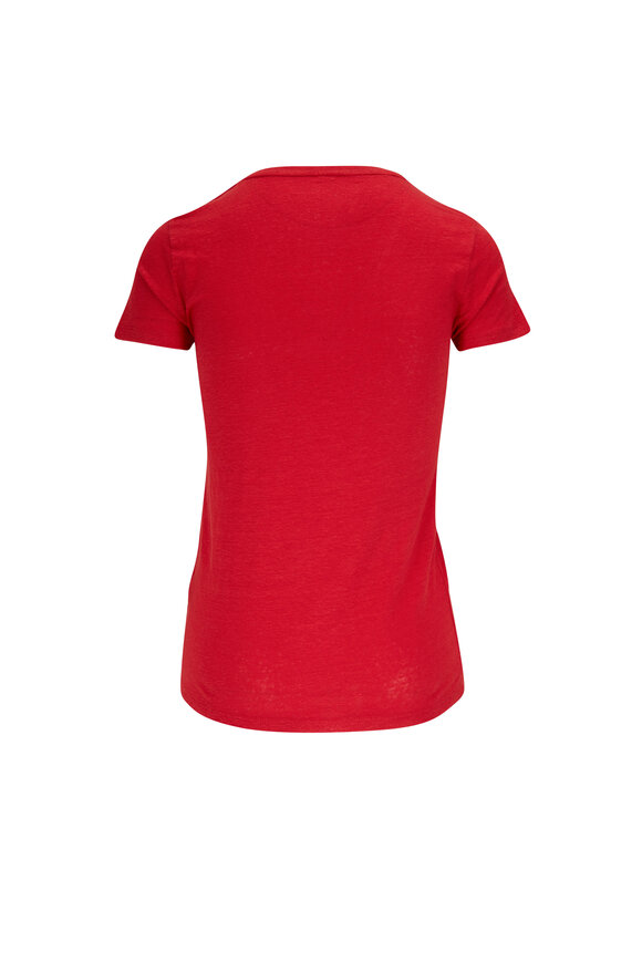Majestic - Cherry Red Stretch Linen T-Shirt