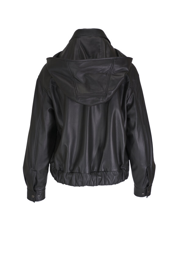 Akris - Wanda Black Leather Hooded Jacket