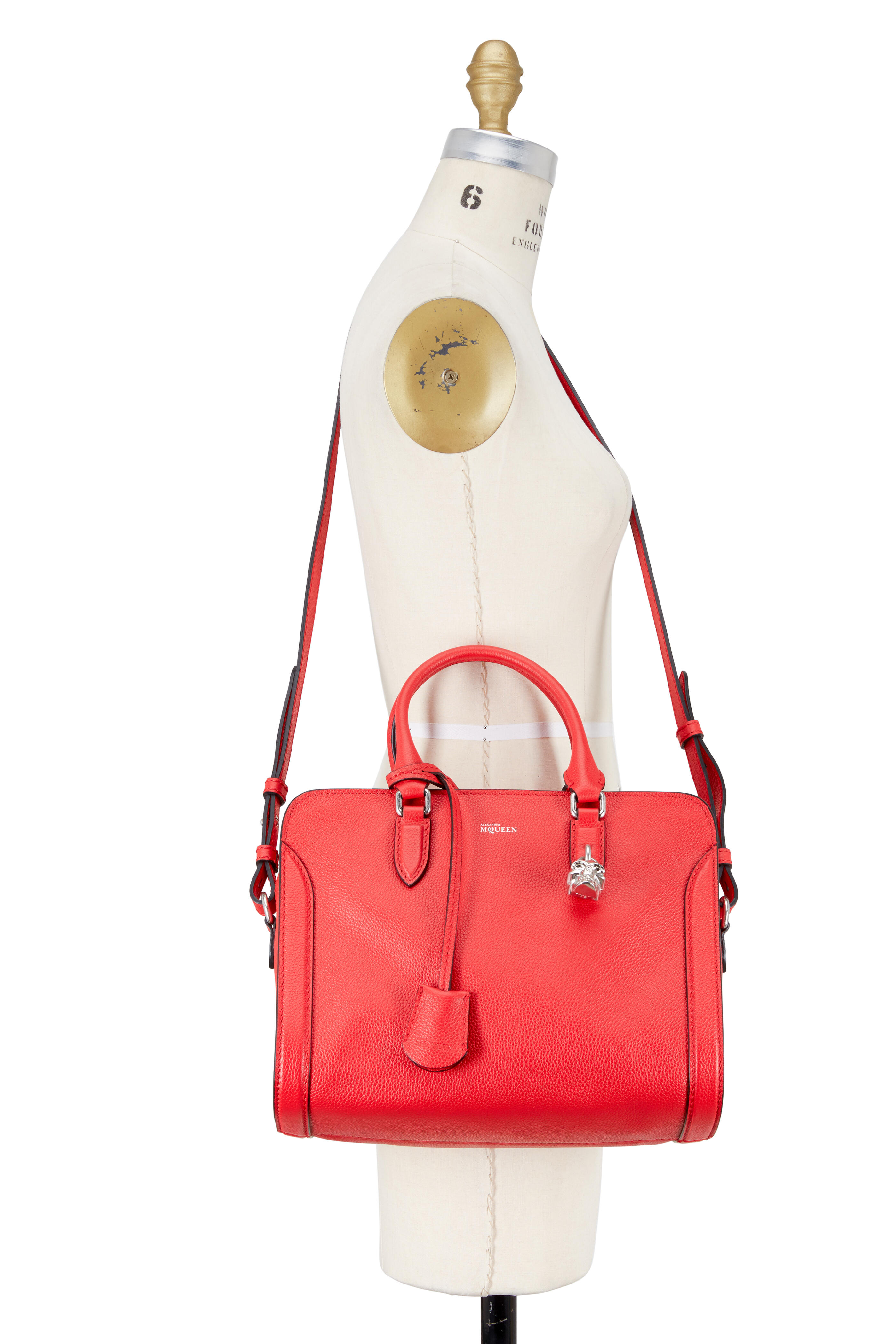 Alexander McQueen - Padlock Red Textured Leather Small Shoulder Bag
