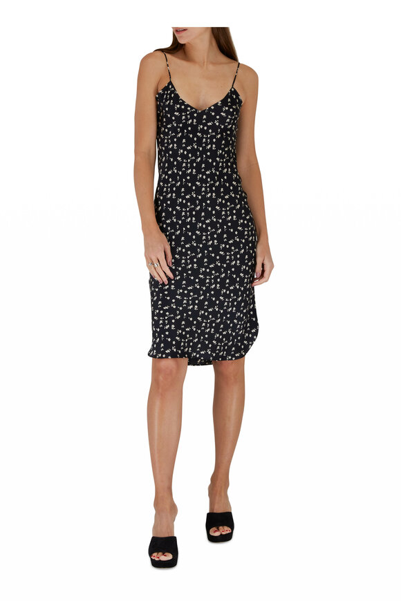 Nili Lotan - Black & White Floral Silk Tank Dress