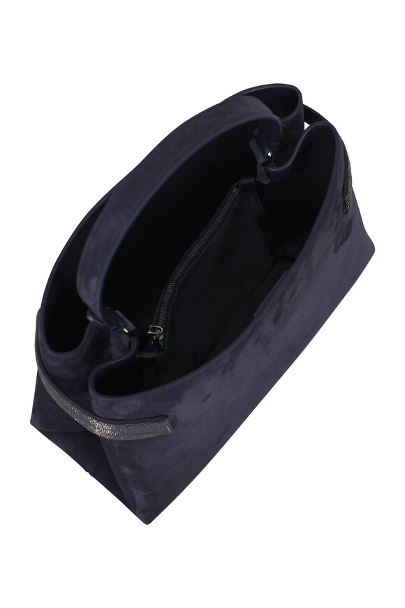 Brunello Cucinelli Essence Blue Medium Monili Suede Bag - view 4