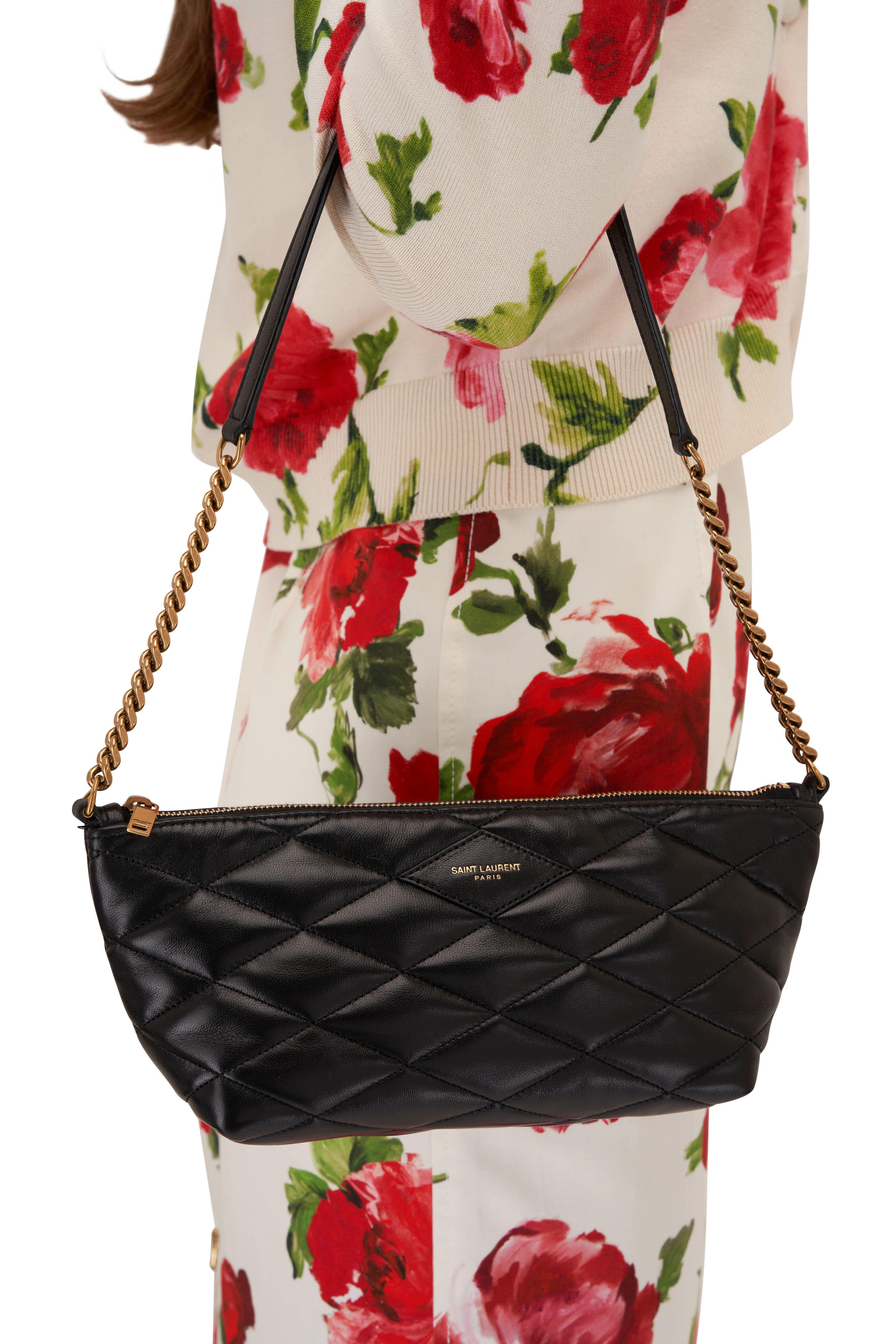 Valentino Red Napa Leather Rose Flower Shoulder Bag.  Luxury