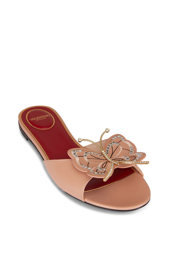 Valentino Garavani Flutterby Pink Embellished Slide - view 1