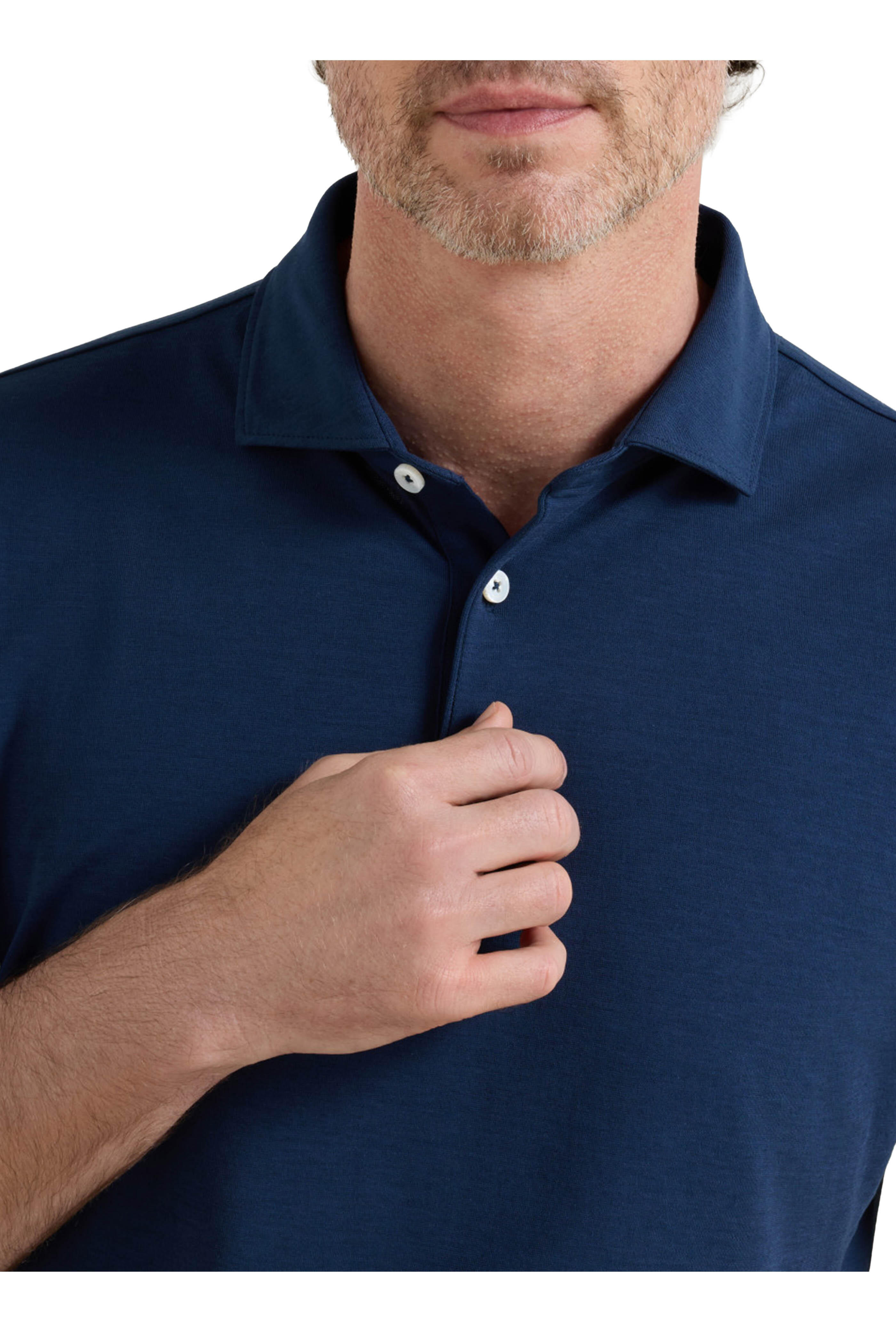 Peter Millar - Navy Blue Cool Cotton Short Sleeve Polo - view 5