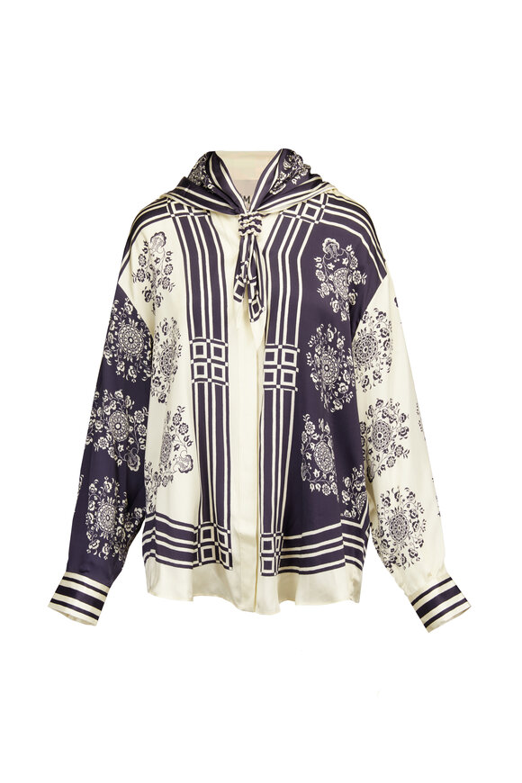Alémais Banderra Ink Scarf Silk Shirt - view 1