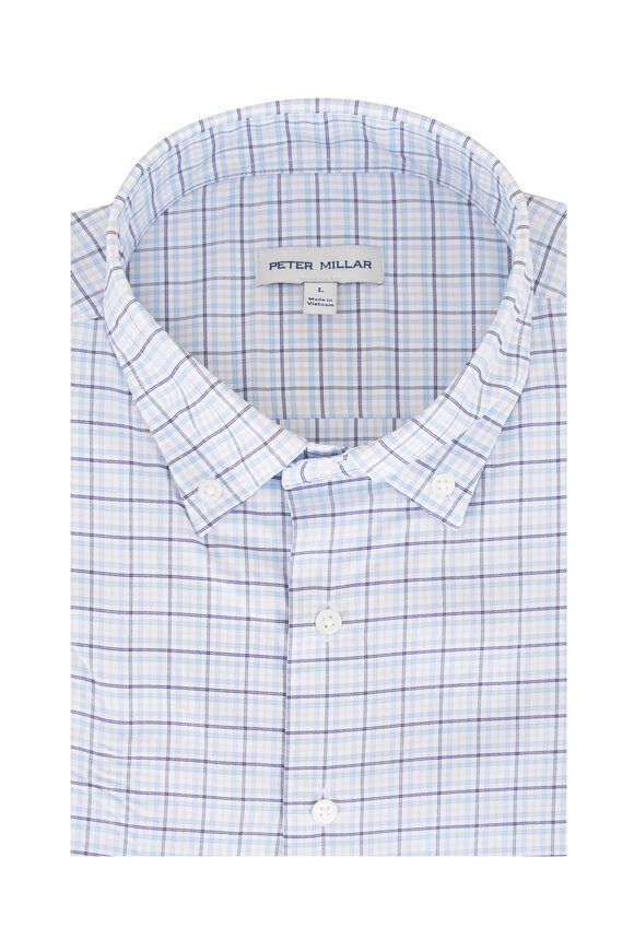Peter Millar Casey Cottage Blue Performance Twill Sport Shirt - view 1