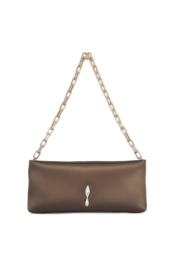 Christian Louboutin Maykimay Brown Satin Top Handle Clutch - view 1