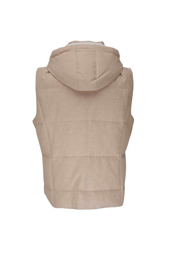 Brunello Cucinelli - Oat Quilted Knit Hooded Vest 