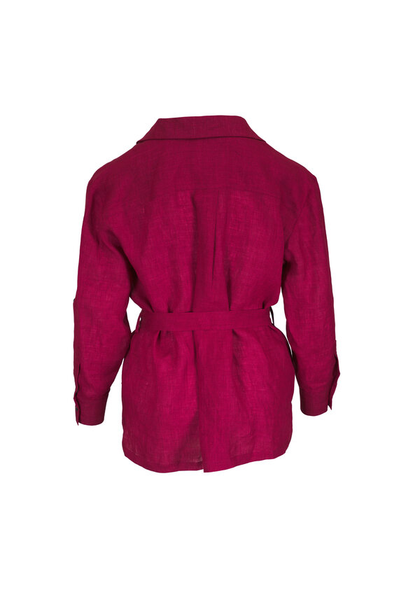 Kiton Cherry Belted Linen Blouse - view 4