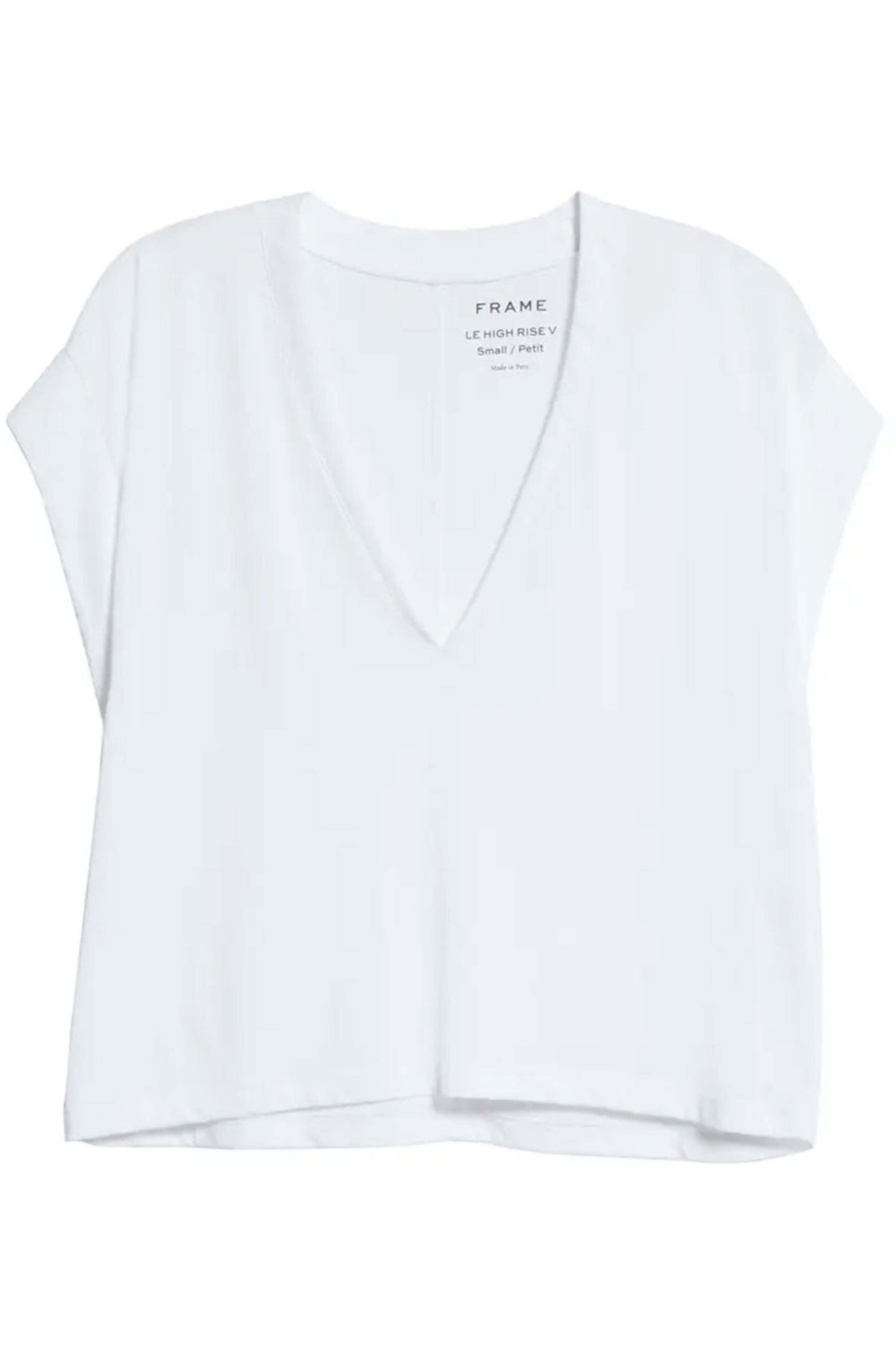 Frame - Blanc Le High Rise V Neck Tee