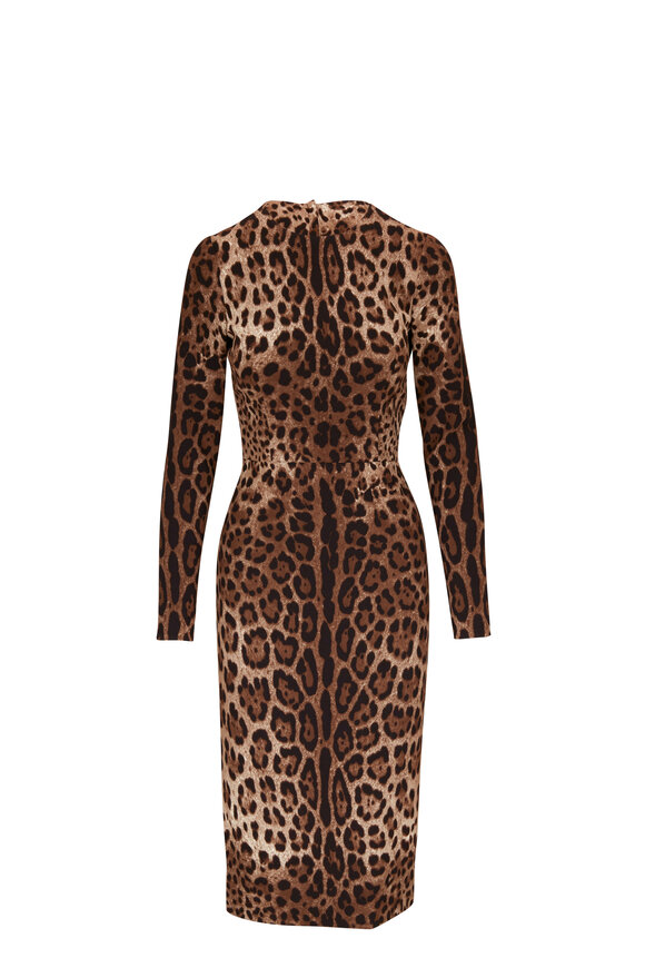 Dolce & Gabbana Leopard-print Short-sleeve Pencil Dress in Yellow