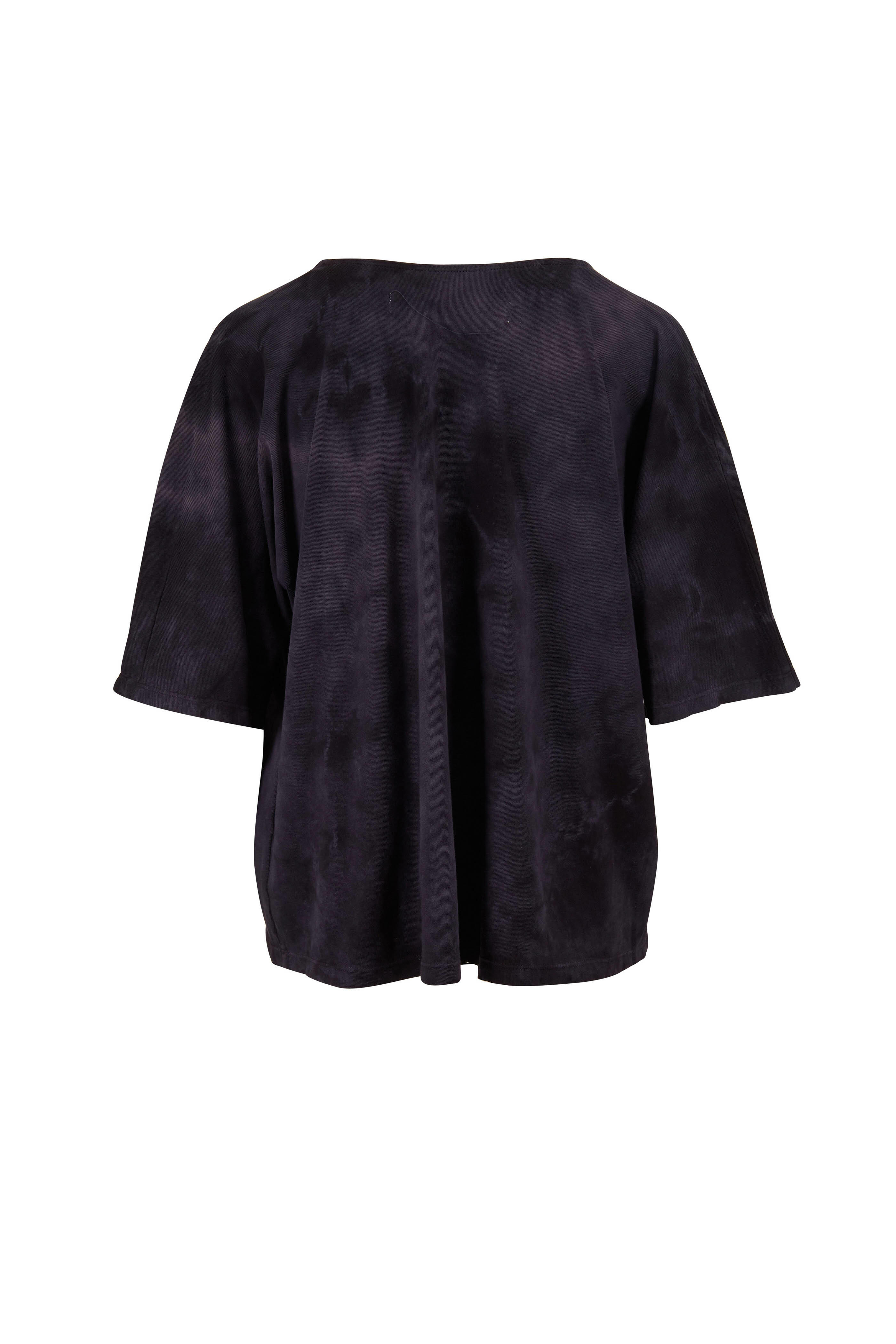 Raquel Allegra - Black Tie-Dye Dolman Henley Top