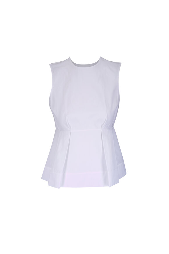 Vince Optic White Pleated Paneled Top