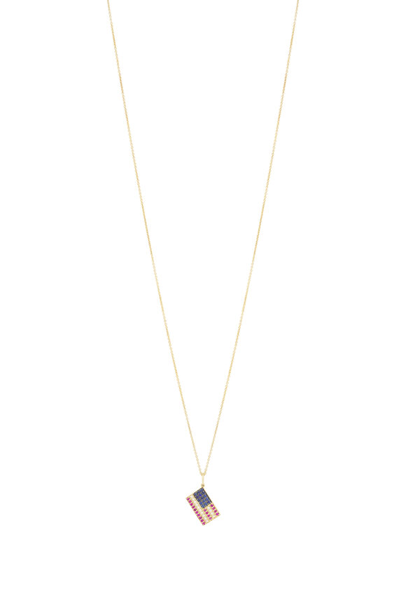 Sydney Evan 14k Yellow Gold Diamond American Flag Pendant