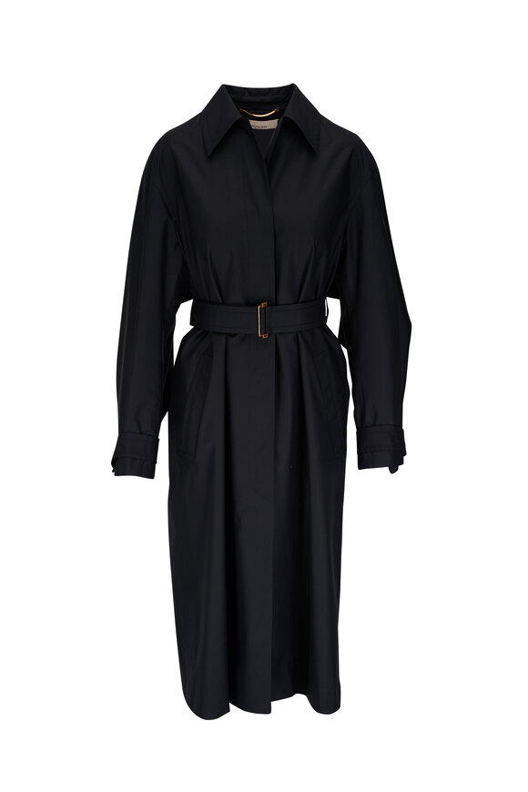 Agnona - Black Technical Silk Trench Coat 