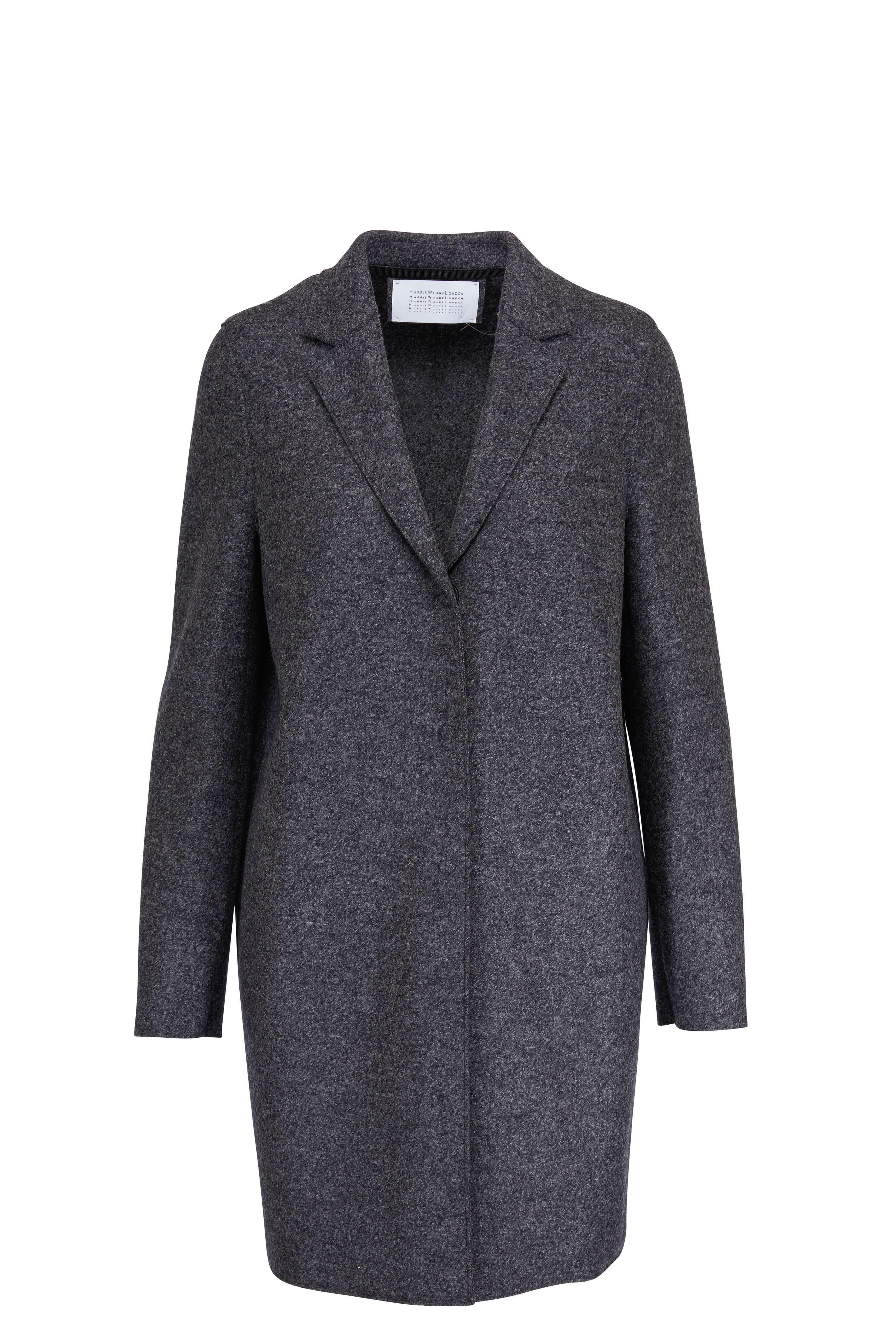 Harris Wharf - Anthracite Cocoon Pressed Wool Coat