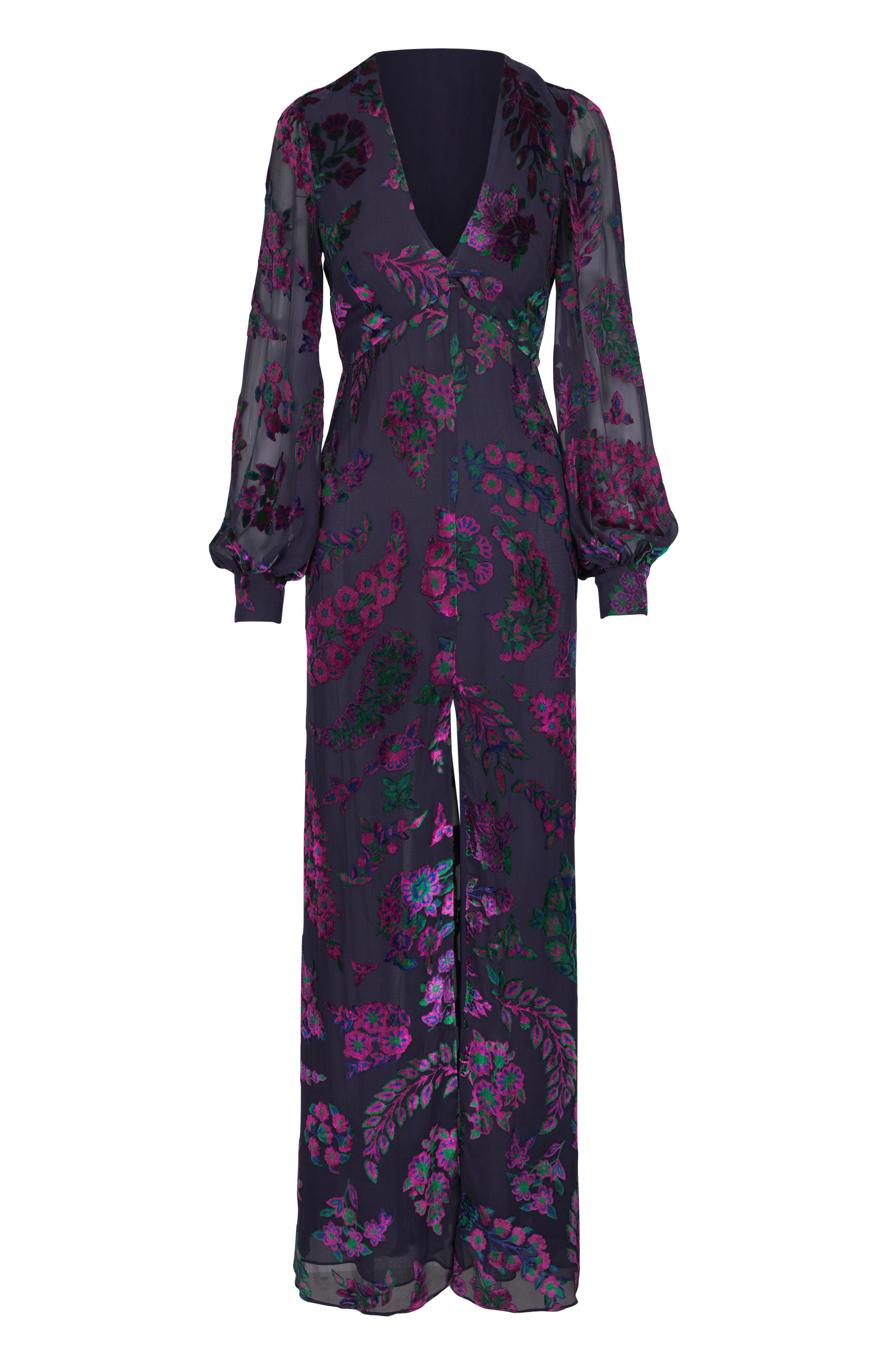 Etro - Navy Multicolor Devore Velvet Gown