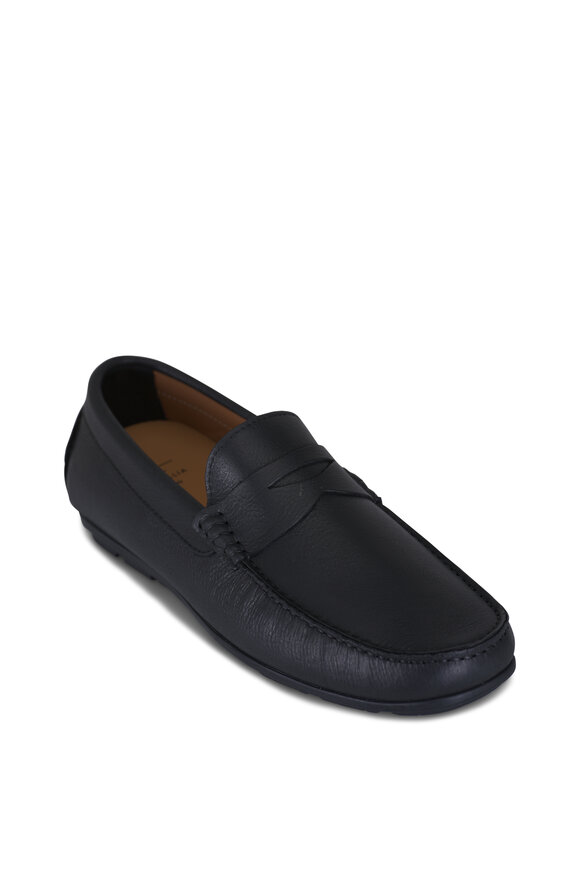 Aquatalia Enzo Black Leather Driver