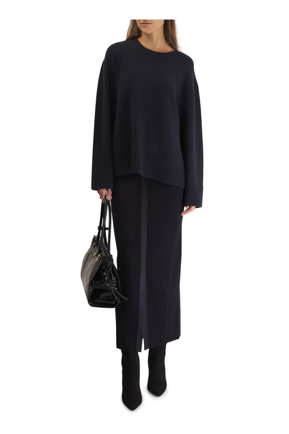 Dorothee Schumacher - Shimmering Merino Navy Blue Midi Skirt 