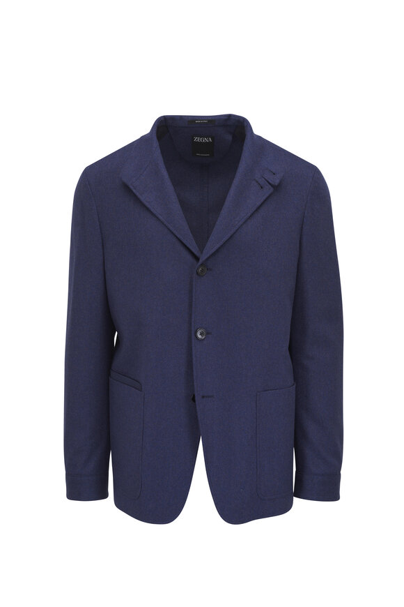 Zegna Il Conti Blue Mélange Cashmere Jacket - view 5