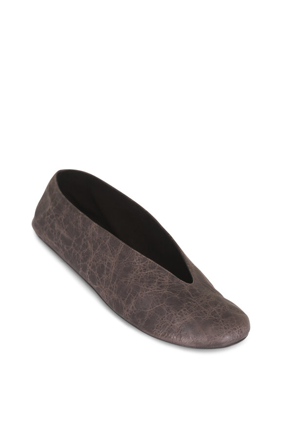 The Row Fay Flat Two Brown Leather Flat - view 1