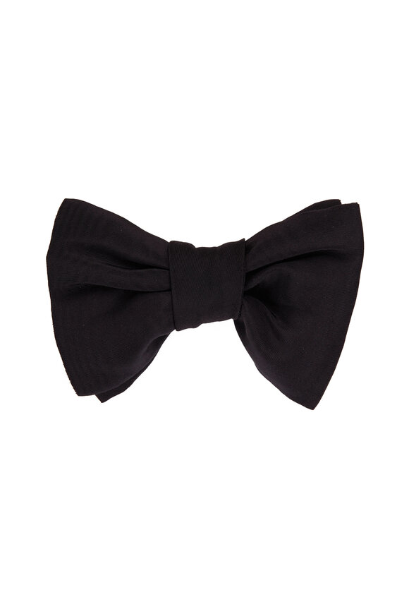 Tom Ford Black Silk Pre-Tied Bow Tie 