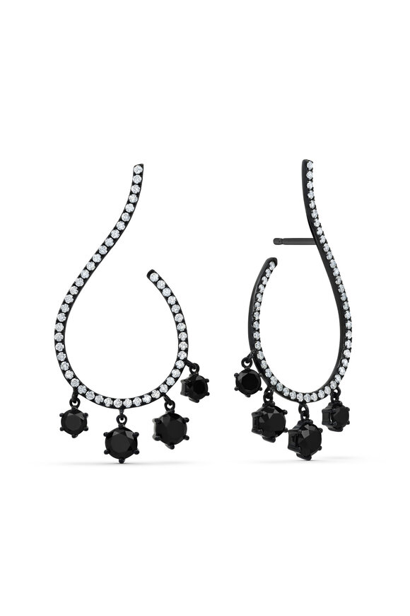 Graziela Gems Mega Swirl Black Diamond Earrings