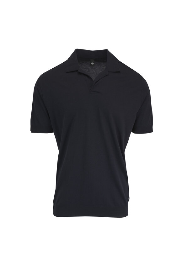 WAHTS Navy Blue Jersey Open Collar Polo