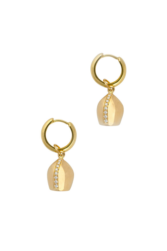 Haute Victoire - 18K Yellow Gold Lune Mini Hoop Earrings