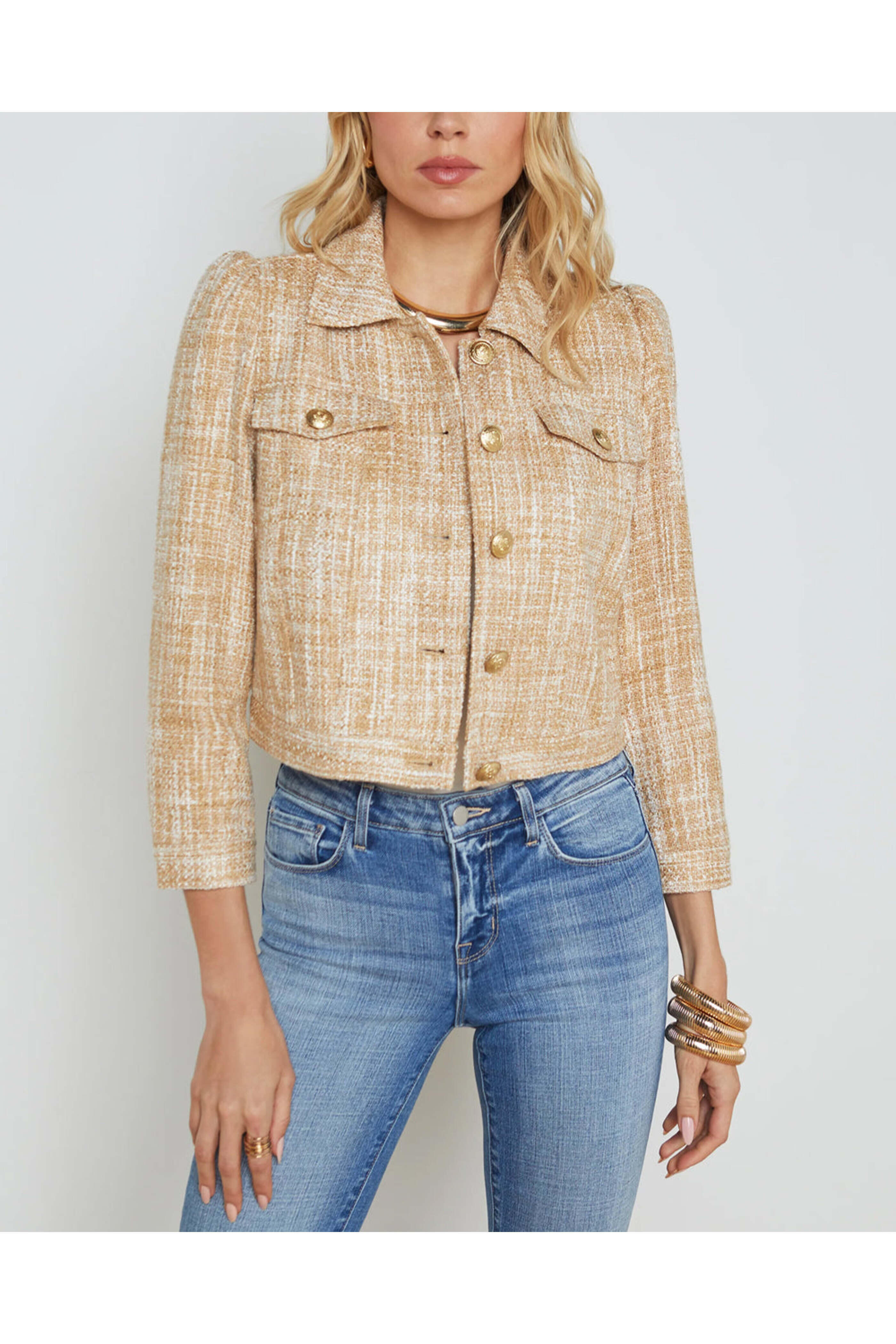 L'Agence - Bone Tweed Kasey Jacket