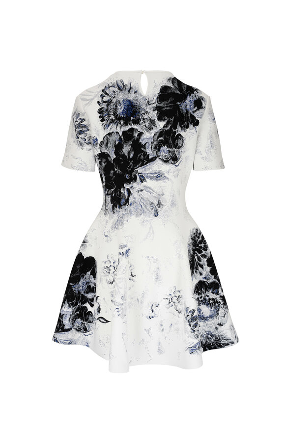 McQueen - Jacquard-Knit Floral Print Flare Dress